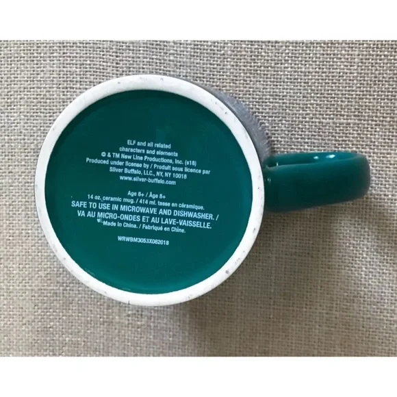 Elf The Movie North Pole Coffee Mug 14 Oz. Cup Green Patterned Holiday Christmas - Picture 5 of 8